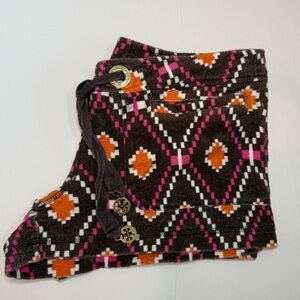 Tory Burch Brown and Orange Patterned Terry Shorts
